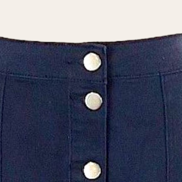 🌺 Boohoo Blue Button Through Front Navy Denim Mini Skirt Size 4 NWT - Picture 3 of 8